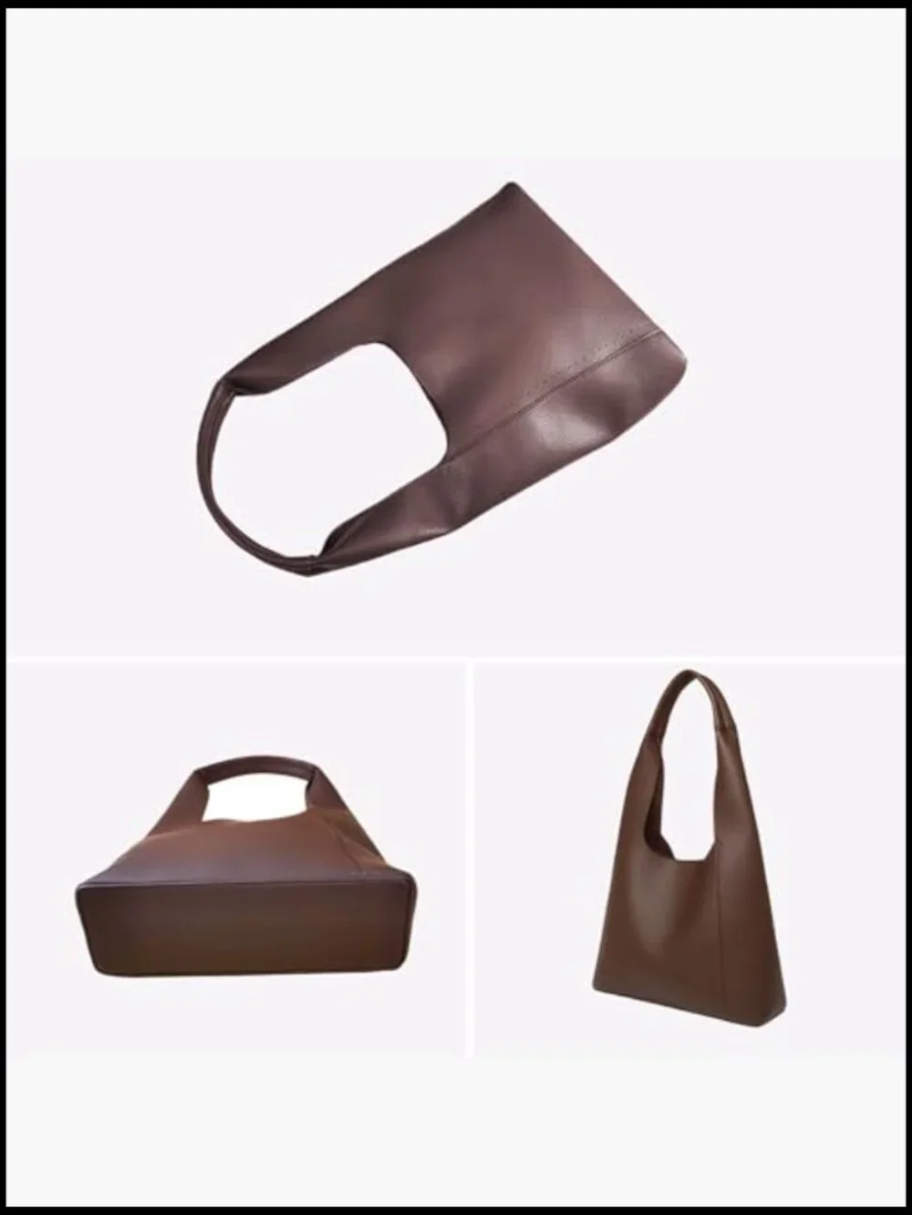 Slouchy Hobo Bag Soft Vegan Leather Large Tote Shoulder Purse Set of 2